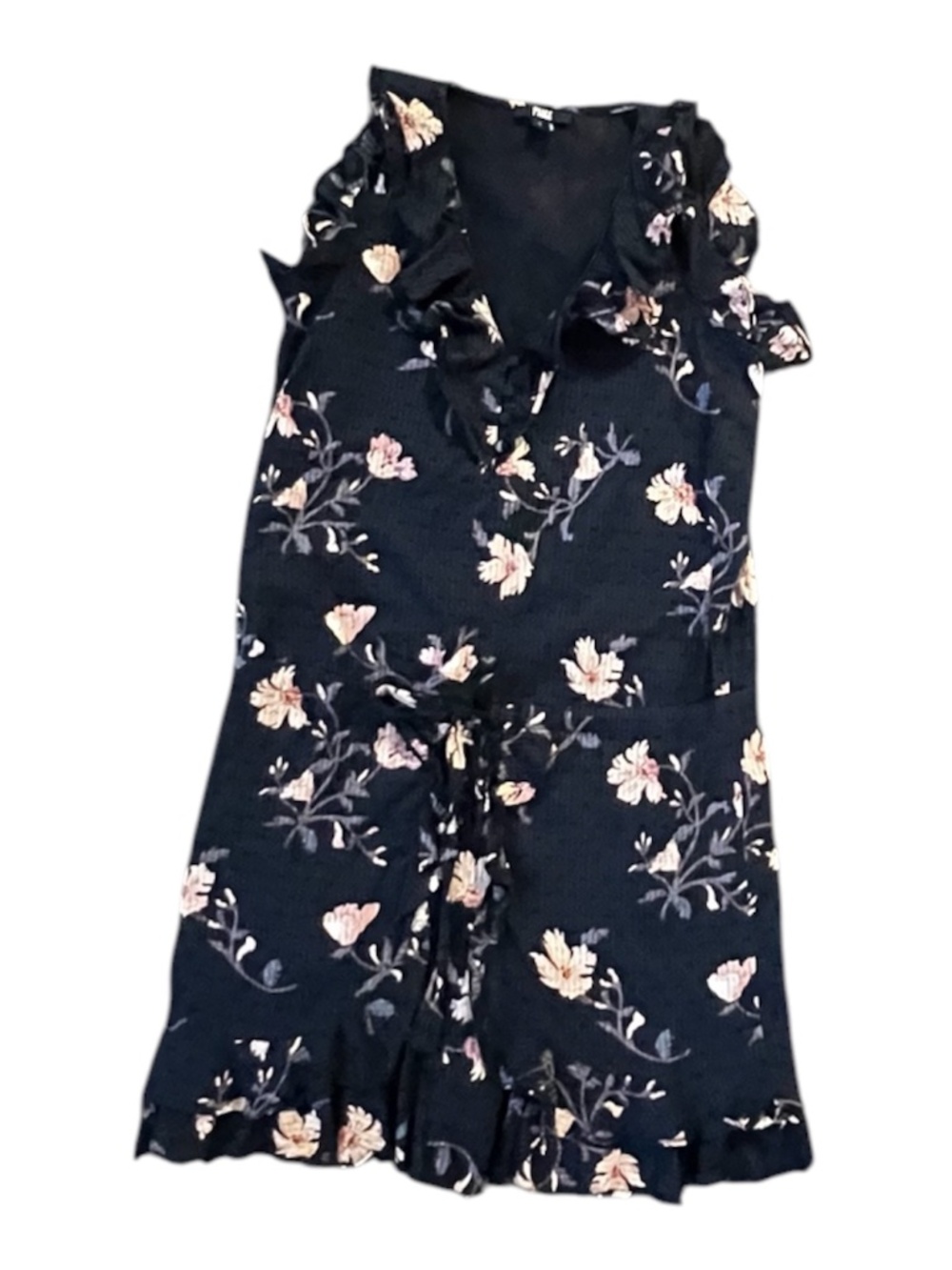Paige Black Floral Short Sleeve Dress. Size S